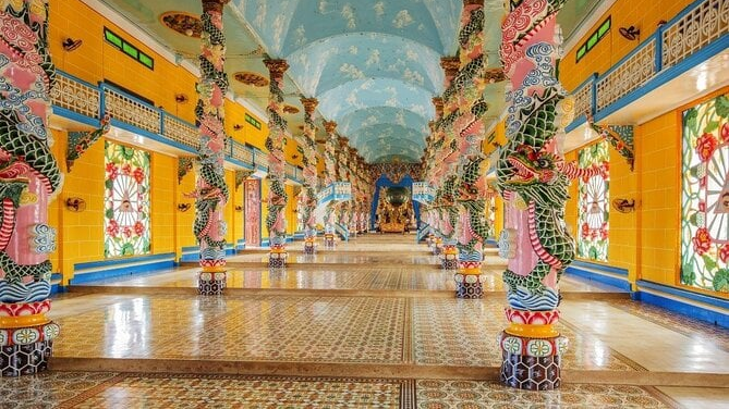 Inside the Cao Dai Temple