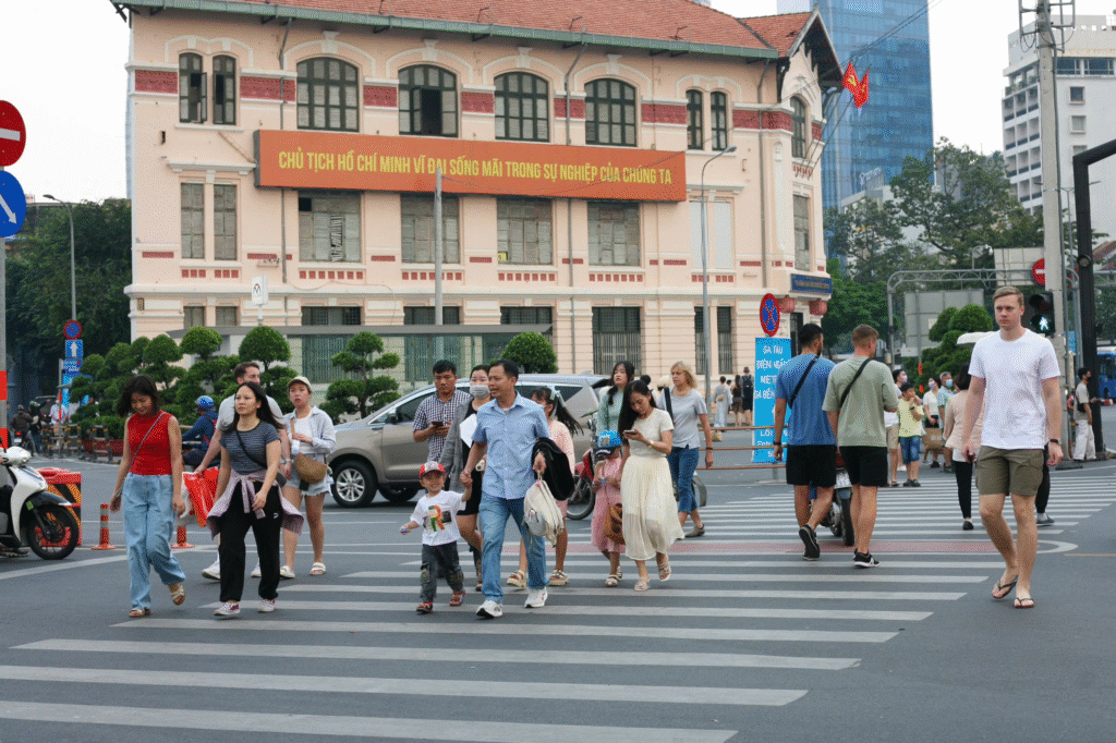 Crossing the street in HCMC